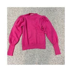 Ulla Johnson Pink Puff Sleeve Merino Wool Long Sleeve Sweater Size "Large"